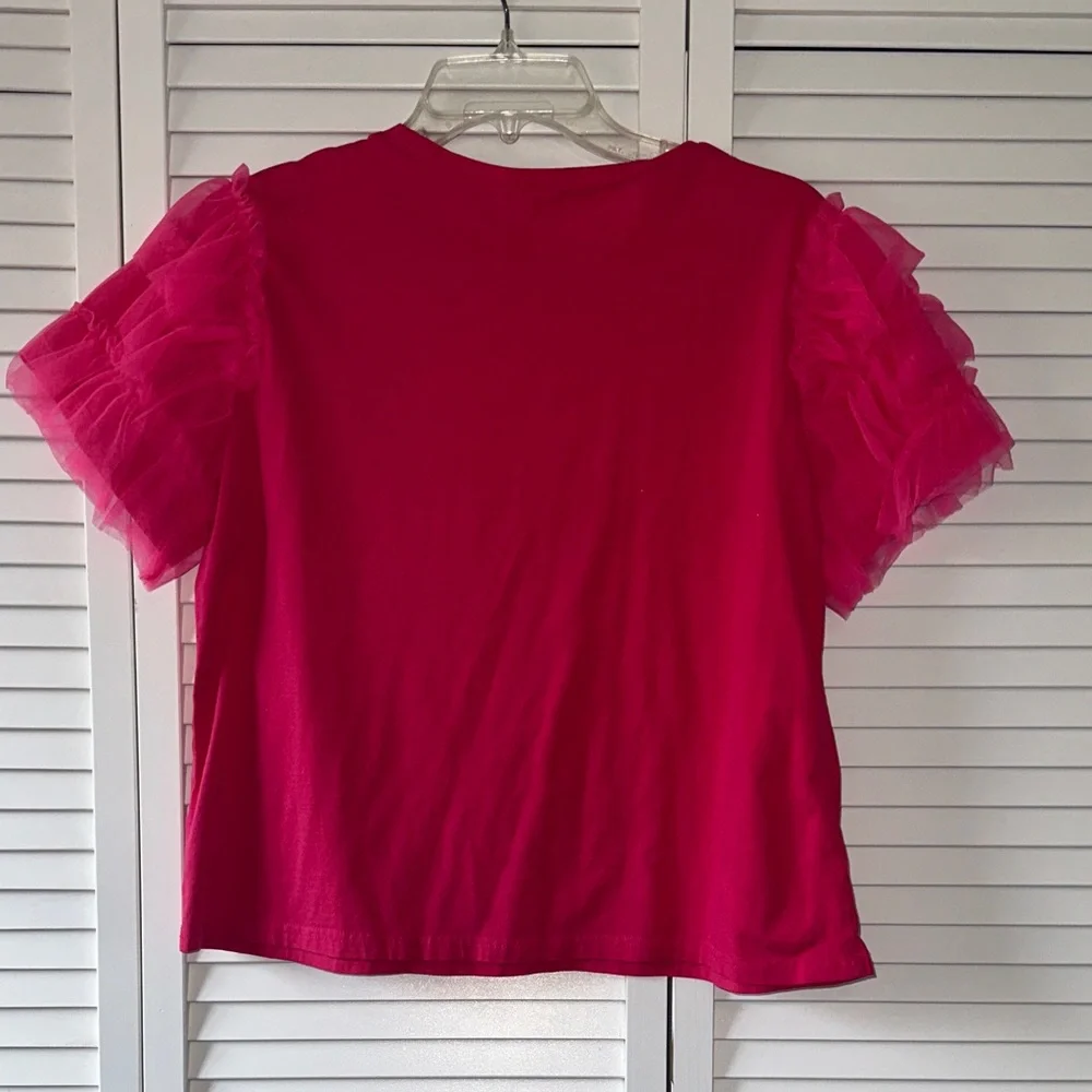 Pink Ruffle Sleeve Top - Picture 3 of 3